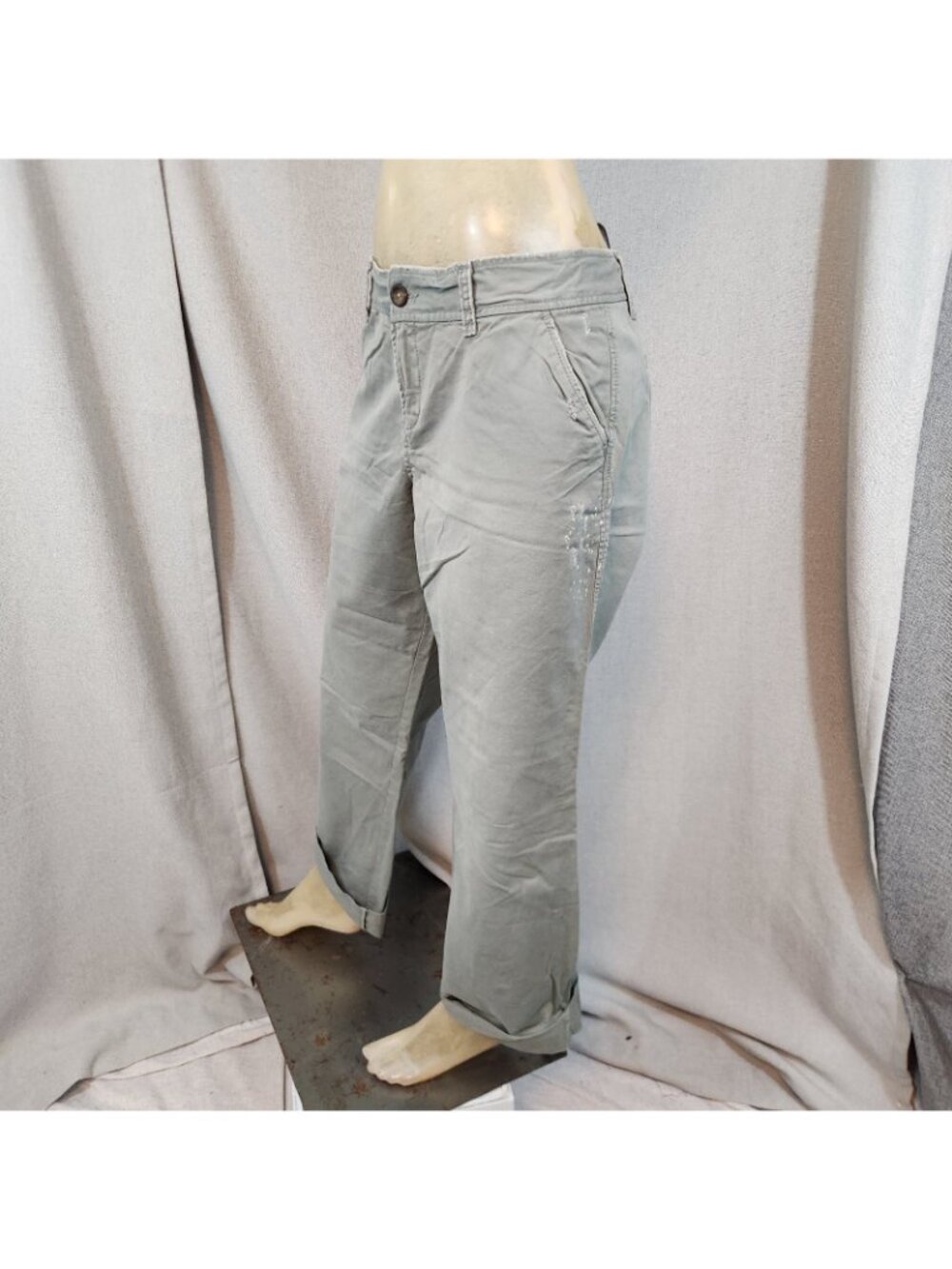 Old Navy Olive Green Distressed Straight Leg Pants Slacks Siz 14 LARGE 36 Wx31 I - Picture 9 of 11
